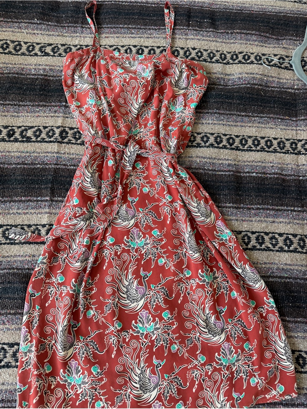 Vintage Floral-Print Spaghetti-Strap Slip Midi Dress/ Jack Mulqueen New York